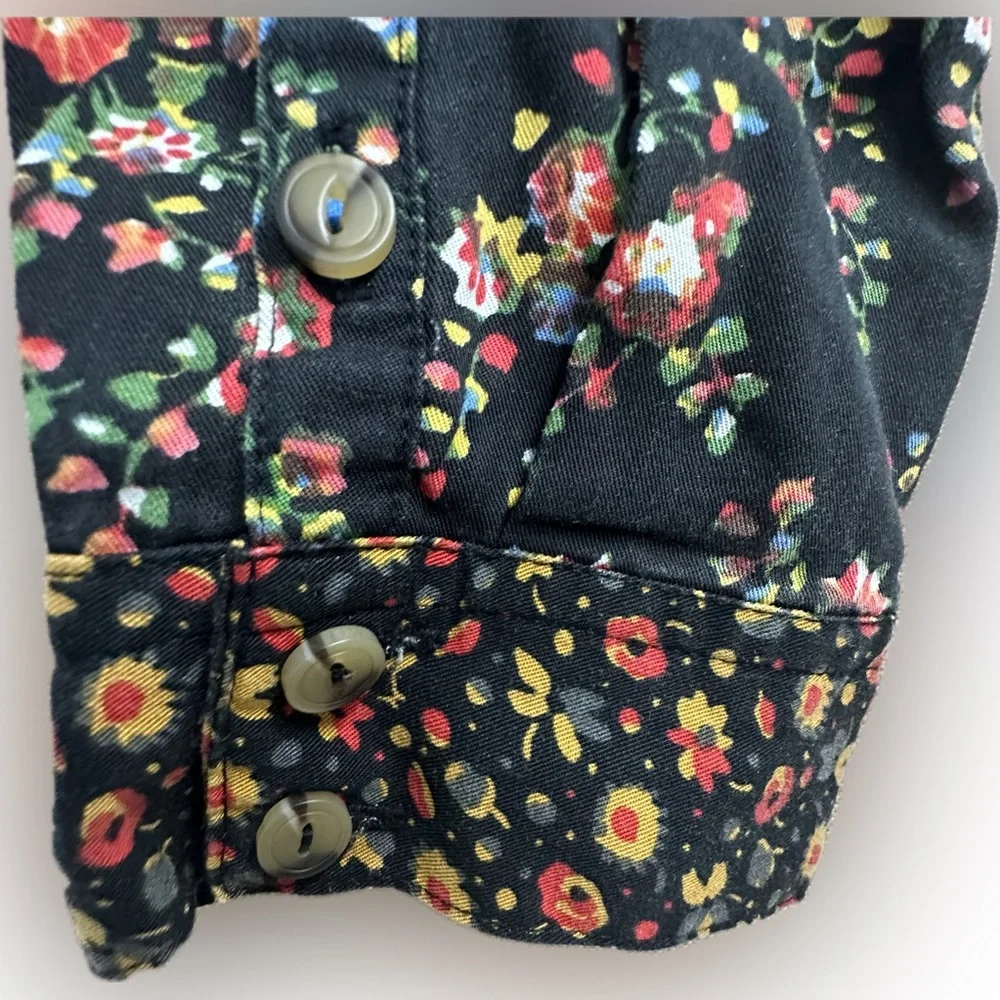 Anthropologie Black Floral Long-Sleeve Tiered Dress - Picture 7 of 16